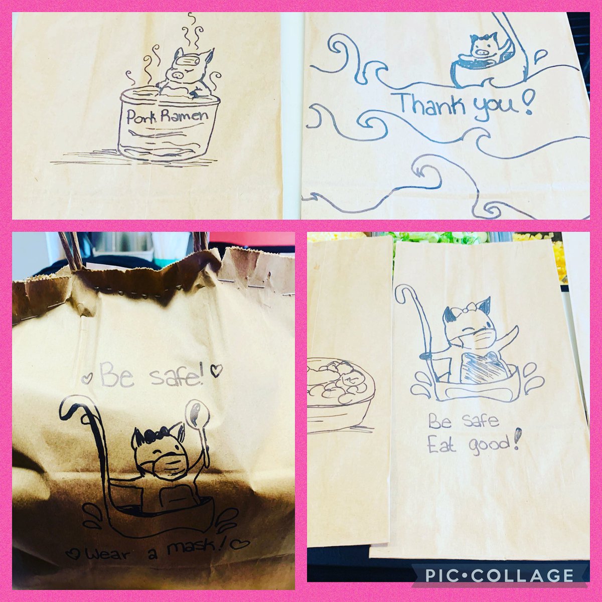 This is what happens when our talented Saucy staff decides to bedazzle the boring to-go bags. #productiveprocrastination #foodart #EatLocal