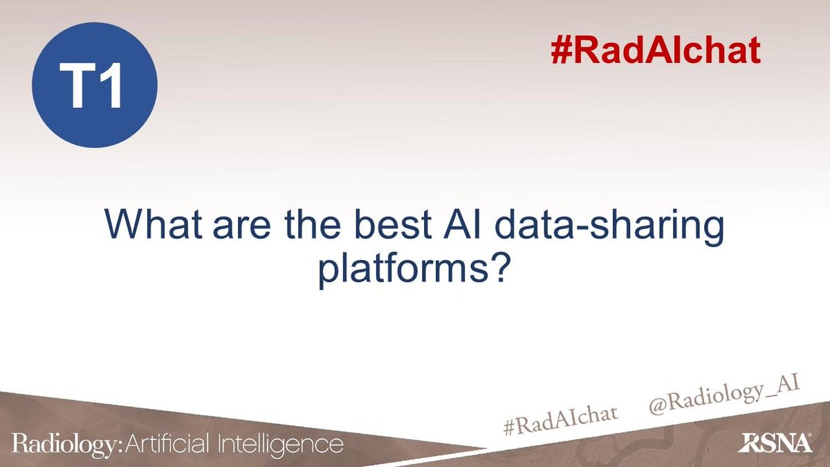 Radiology_AI's tweet photo. Let's get started!
T1. What are the best #AI data-sharing platforms?
#RadAIchat https://t.co/Xjue5x6k0D