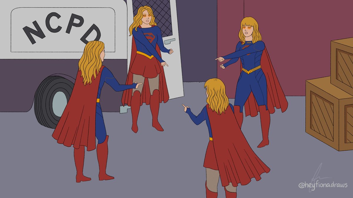 figPYBFO's tweet photo. they were all getting along so well until one of them claimed that she was lena's Best Friend #supergirl #karadanvers #spidermanpointingmeme https://t.co/PMyGFp7g2E