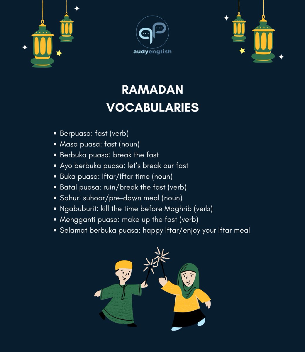 RAMADAN VOCABULARIES

Kosakata khusus bulan Ramadan yang perlu kita ketahui.👇