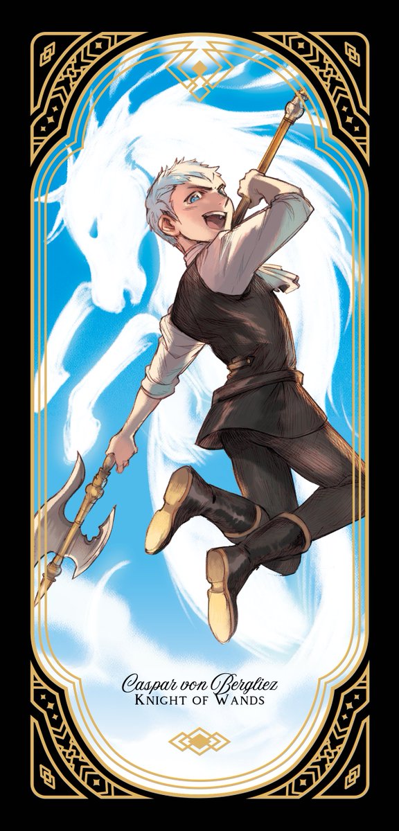 _inktho's tweet image. it was a huge pleasure and honor to be part of @3HTarot!! i had fun with both pieces!! also the blue in caspar's card printed so nicely jkdfhg -- thanks for having me!! ToT✨

also for those who missed it, the sets are back up for another round of preorders! (link in comments)