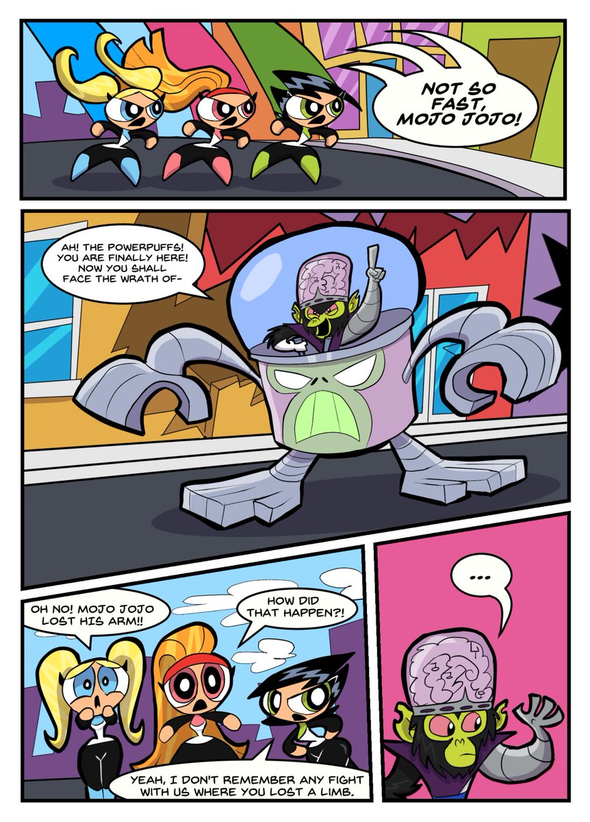With PowerPuff Girls trending again, I thought I would share this old comic from 2016 based on the fan designs of the future PowerPuff Girls and Mojo Jojo by Wickfield (https://t.co/gQ63vTaiPc) 