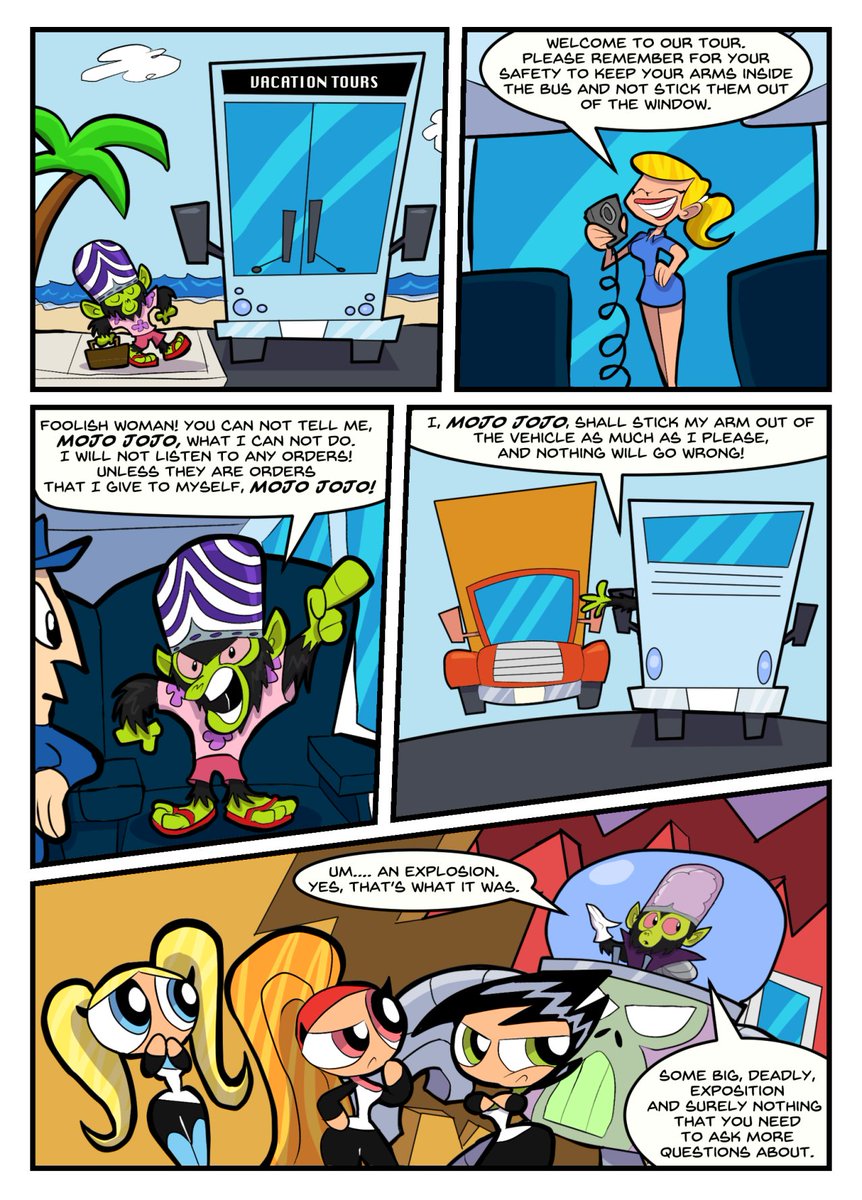 With PowerPuff Girls trending again, I thought I would share this old comic from 2016 based on the fan designs of the future PowerPuff Girls and Mojo Jojo by Wickfield (https://t.co/gQ63vTaiPc) 