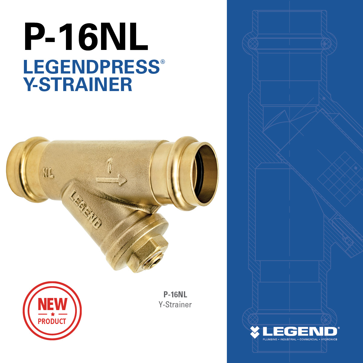 LegendValve's tweet photo. We're launching a new product! Meet the P-16NL LegendPress® y-strainer, which features a versatile design that allows for installation in vertical and horizontal applications. For more information contact your local rep, wholesaler, or follow this link: https://t.co/hL0Bcjoh1T https://t.co/BzdzkO5pNj