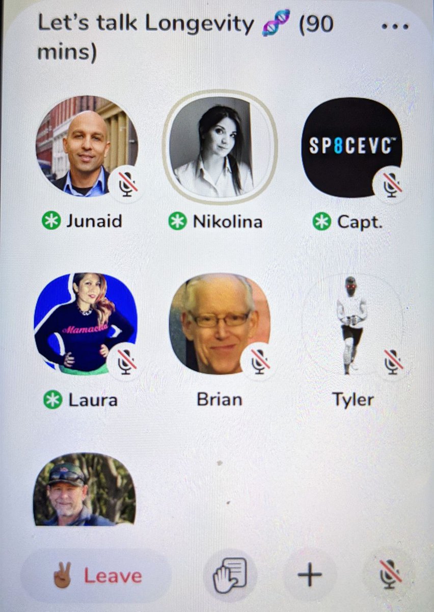 SP8CEVCTeam's tweet photo. Another great conversation tonight on Let's talk Longevity 🧬. Join us Wednesdays at 6p ET for more!
#Clubhouse
#STHLC
#LONGEVITY https://t.co/8DRrYLsk5N