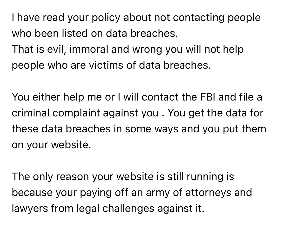 troyhunt's tweet photo. I do my best with @haveibeenpwned. It takes huge amounts of time and effort and sometimes, is a thankless pursuit. I don’t reply to messages like this, but I’m sharing it to give just a little bit of a sense of the stuff I have to deal with to make it happen. https://t.co/jqFsIpVqqz
