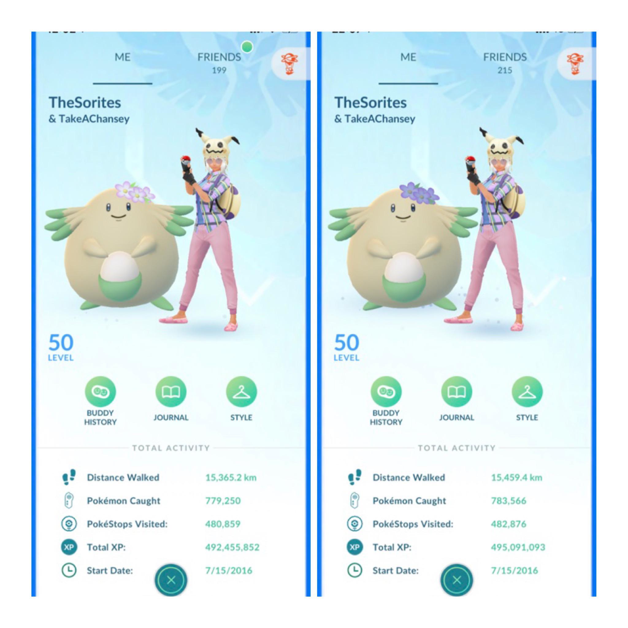 ポケモンgo攻略情報 ポケマピ 花飾りラッキー を相棒にした際 ゲーム内の時間が昼から夜に変わると トレーナーのプロフィール画面では花飾りの色が紫色になるようです 表示バグなのかは不明 春イベント は 4 8 木 時までの開催です