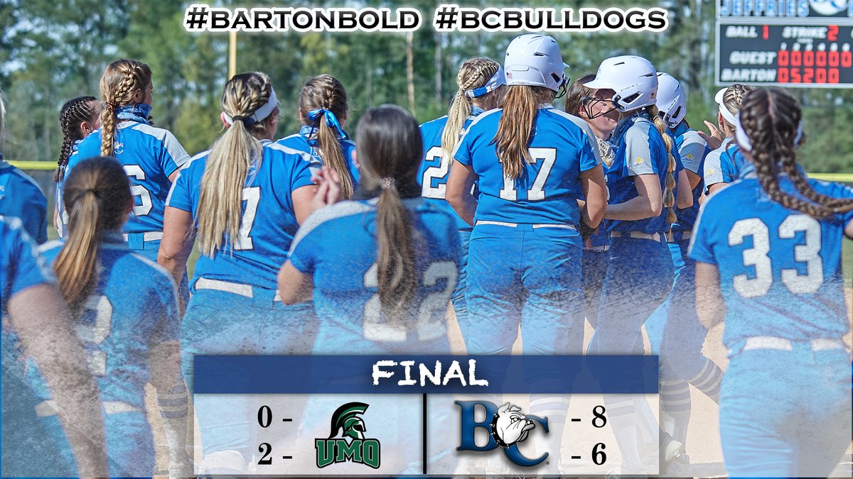 BartonAthletics's tweet photo. MY BLUE HEAVEN! . Barton softball sweeps doubleheader from first-place and rival Mount Olive, 8-0 and 6-2! . Jeffries Field . Bulldogs now 17-15, 8-6 @ConfCarolinas . #BartonBold . #BCBulldogs . @barton_softball https://t.co/HEfE5Bbgyn