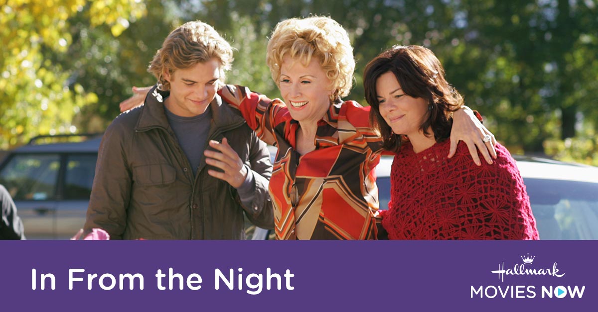 HallmarkPlus's tweet photo. Stream #InFromTheNight starring Marcia Gay Harden (@mgh_8), #TaylorHandley & #KateNelligan. Bobby runs away from home looking for refuge at his aunt Vicki's house. With a little help from her mom Vera, will she be able to put her career aside and keep him out of trouble? https://t.co/6fqq2Uet3k