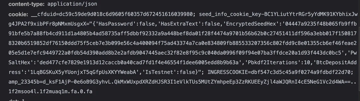 private key material being uploaded to a server