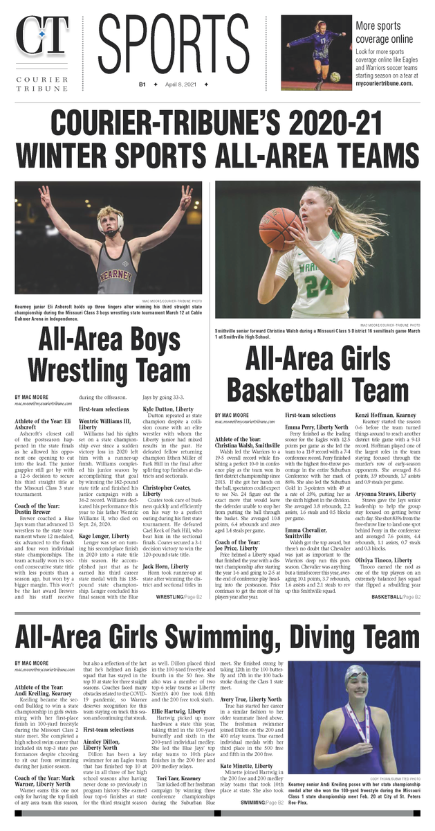 CourierTribuneSports (@myctsports) on Twitter photo This week's <a href="/myCTnews/">MyCourierTribune</a> sports front: It's time for Courier-Tribune Winter Sports All-Area Teams. Boys hoops and girls wrestling inside. This week's <a href="/myCTnews/">MyCourierTribune</a> sports front: It's time for Courier-Tribune Winter Sports All-Area Teams. Boys hoops and girls wrestling inside.
