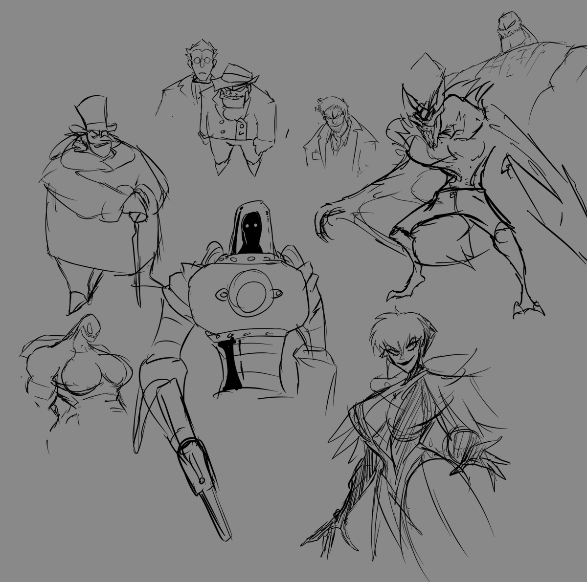 DeputyRustArt's tweet image. All the planned characters so far besides Bats and Ivy (Batman will be designed soon)