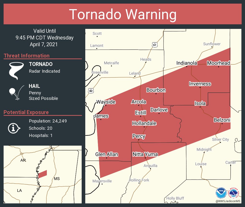 NWS Tornado on Twitter "Tornado Warning including Indianola MS