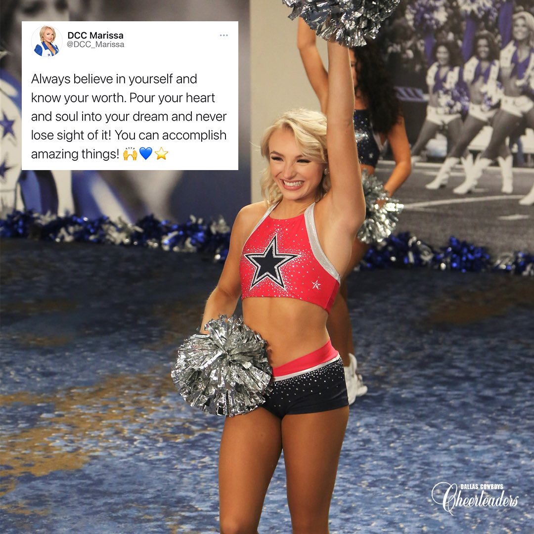 A message from DCC Marissa to all who have decided to, are considering to or dream of auditioning for DCC. #FollowYourDreams 💙⭐️

#DCCAuditions open May 2nd!!! Tag who you think should take a chance &amp; chase their dreams of becoming a DCC!!! ✨ 

Visit DallasCowboysCheerleaders.com!