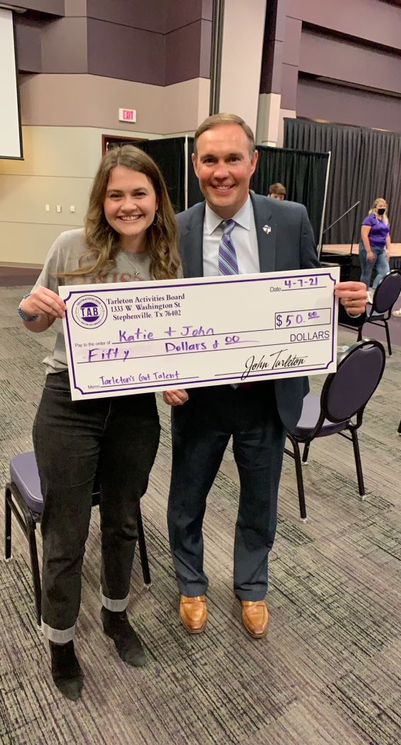 TarletonPrez's tweet photo. Congratulations to our @tarleton_tab “Tarleton’s Got Talent” winners. All student performances were outstanding tonight. #talent #bleedpurple #ProudPrez https://t.co/0148VMfcbT