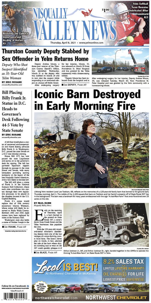Take a look at this week's print edition of the #NisquallyValleyNews. #LocalJournalism