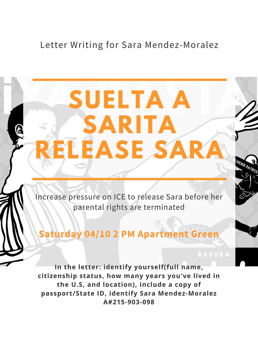 disrupthc's tweet photo. Support Sara Mendez-Morales by writing a letter to ICE in solidarity with Sara. (thread for further instructions) https://t.co/Pd2iGGWr0X