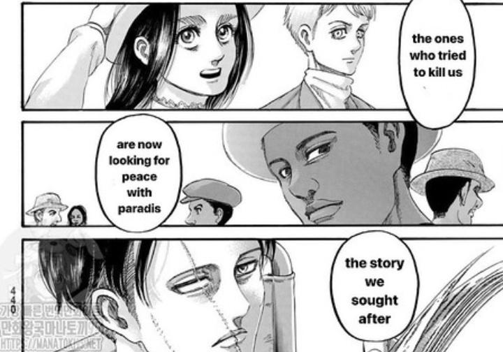 akigures's tweet photo. A plane passed by and Gabi and Falco looked at it with excitement but Onyankopon and Levi shared a sad look at each other. They will never forget who sacrificed themselves just so they could go on to that plane.

Hange Zoë will always be remembered.

#aot139spoilers https://t.co/EuxTUeAsUf