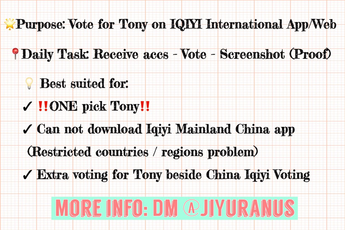 JiYuranus's tweet image. * . °•★𝒲𝑒𝓁𝒸𝑜𝓂𝑒 𝓉𝑜 
        𝐓𝐨𝐧𝐲'𝐬 𝐈𝐧𝐭𝐞𝐫𝐧𝐚𝐭𝐢𝐨𝐧𝐚𝐥 
                𝐕𝐨𝐭𝐢𝐧𝐠 𝐓𝐞𝐚𝐦 ☆•° . *

📝Joining Form: bit.ly/31XdHWZ
⏰Deadline: April 10th 

Pink Lions, we need ur power🔥💪

#YouthWithYou3 #TonyYu #YuJingTian #余景天 #QCYN3