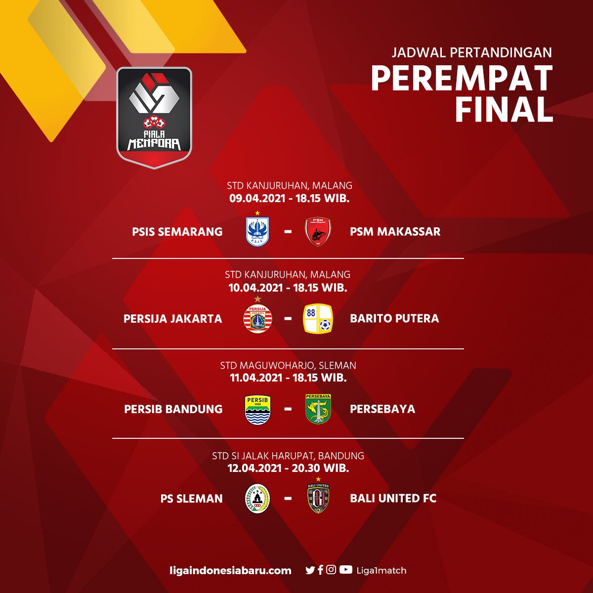 Jadwal final menpora 2021