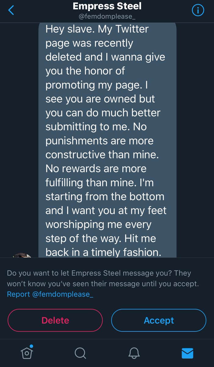 Just an FYI: Don’t message one of my subs trying to persuade them to submit to you. You look desperate and tacky. Real finsubs can see through a fraudom like you. And of course they’re going to show me how pathetic you are. 

✨ FinD Dom Worship REAL Goddess NoFakes ✨