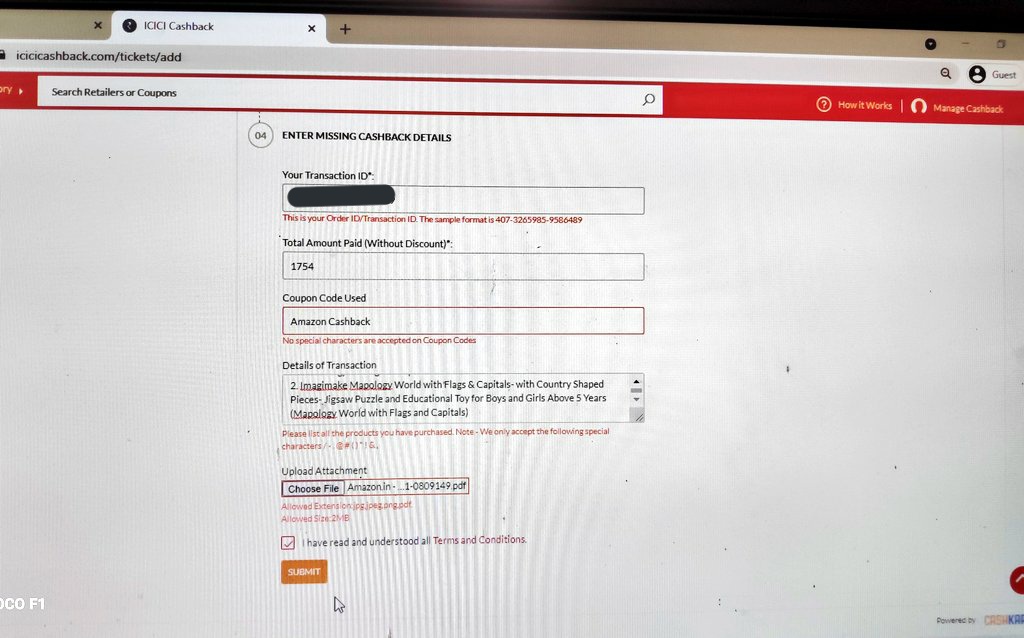 nethaa_ji's tweet photo. @ICICIBank_Care @ICICIBank 
Team, I couldn't able to submit my #MissingCashbackTicket as per terms cashback claim is valid for only 10 days. Pls do the needful within the time as I had ordered products on 3rd April. PFA for ref. Fyi, No response to customer care call aswell. https://t.co/0OXssaJQMg