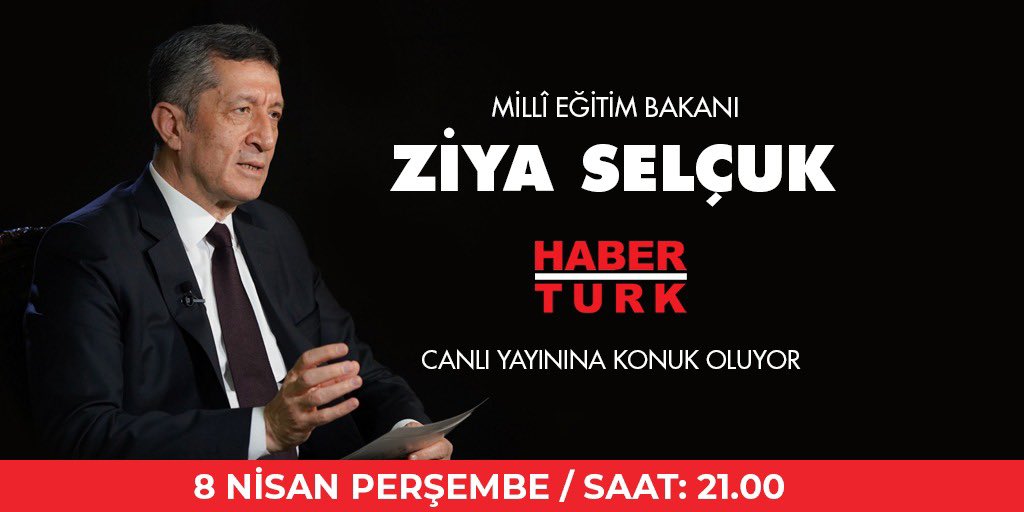 Bakanımız Sayın Ziya Selçuk, HaberTürk TV ekranlarında canlı yayınlanacak “Açık ve Net” programına konuk olacak. 

📺<a href="/HaberturkTV/">Habertürk TV</a> 

🗓8 Nisan 2021 (Bu akşam) 

⏰ 21.00
