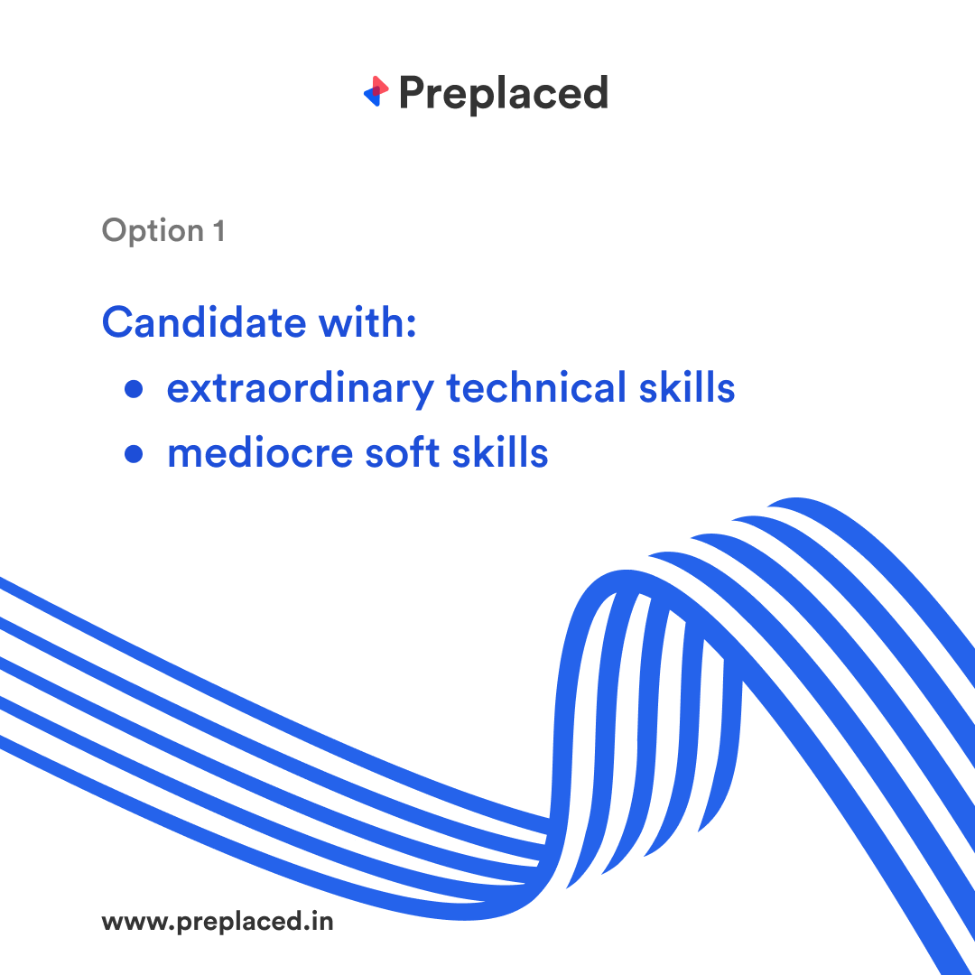 preplaced_in's tweet photo. Here’s an interesting question for you:

Whom would you hire? Candidate 1 or Candidate 2?

What would you prefer? Soft skills over technical skills or vice versa?

#Preplaced #poll #softskills https://t.co/ARCElG6XQj