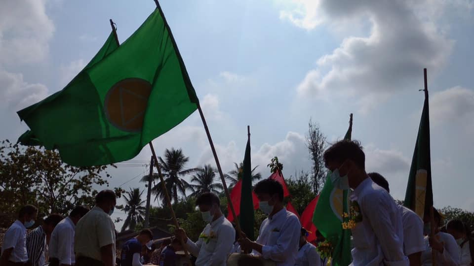 Teachers and education staff from Pyu, Bago Region held an anti-coup rally on Thursday in defiance of the military regime. It was education staff who initiated the Civil Disobedience Movement in Pyu–at least 16 of them have been dismissed from their positions.