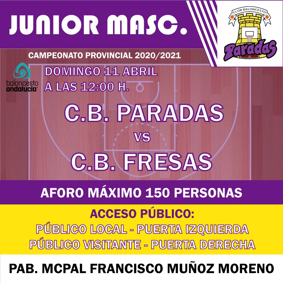 CB_Paradas's tweet photo. PRÓXIMOS PARTIDOS (10-11/04)
Vuelve la competición para todos nuestros equipos, además, dos de ellos en casa:
#Senior vs @CBGELVES
#Junior vs @CBFresas
¡Ven y anima a tus equipos!
#cbparadas #moradoyamarillo #baloncesto #basketball #fabsevilla https://t.co/4REqKjm0zF