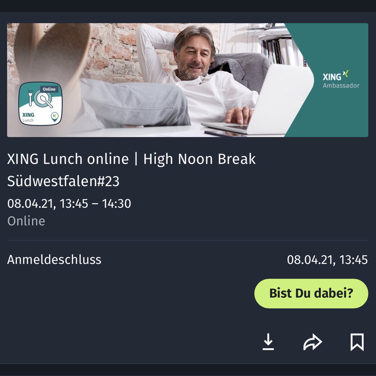 v_konsult's tweet photo. Das Business Breakfast passt heute nicht? Kein Thema! Nimm am XING Lunch online teil | High Noon Break Südwestfalen#23 mit der XING Community Südwestfalen
#xingswf #onlinelunch via @xingevents
https://t.co/fxIb3vnMOk https://t.co/4qmynCadaO