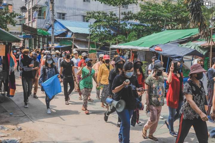 Today "Spring Tear Strike " ( နွေဦးမျက်ရည်သပိတ်) in  #Thamine, #Mayangone township , many people protested peacefully against the dictatorship.

#Apr8Coup
#WhatsHappeningInMyanmar