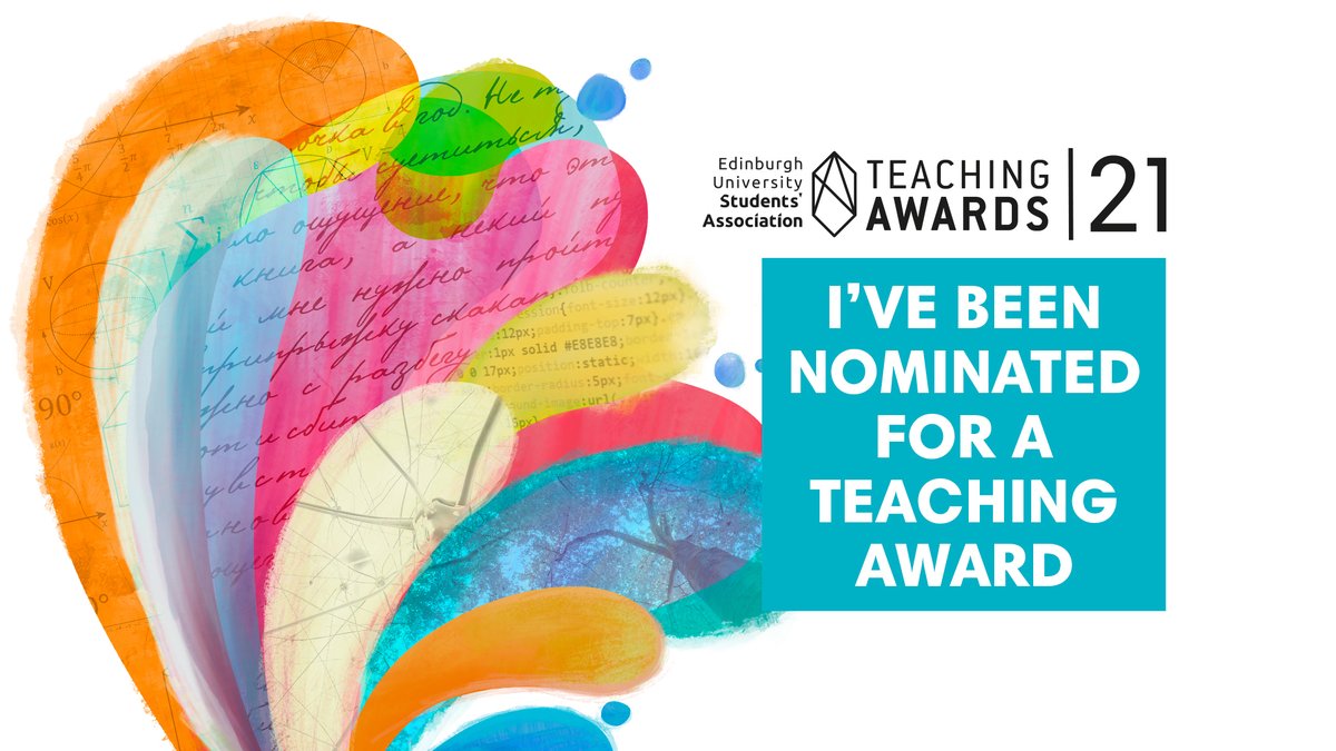 Thank you <a href="/EdUniStudents/">Edinburgh University Students' Association</a> for the nomination. Delighted to hear that my teaching is having a positive impact on students' learning experience - looking forward to brighter times together #CelebratingTogether