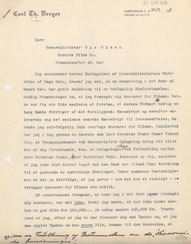 The letters between young director Carl Th Dreyer and the company Nordisk Films Kompagni sheds light on artistic ambitions vs. economic realities in the making of 'Leaves from Satan’s Book' (1921)

Read the new article by Isak Thorsen &amp; Eva Novrup Redvall: carlthdreyer.dk/en/carlthdreye…