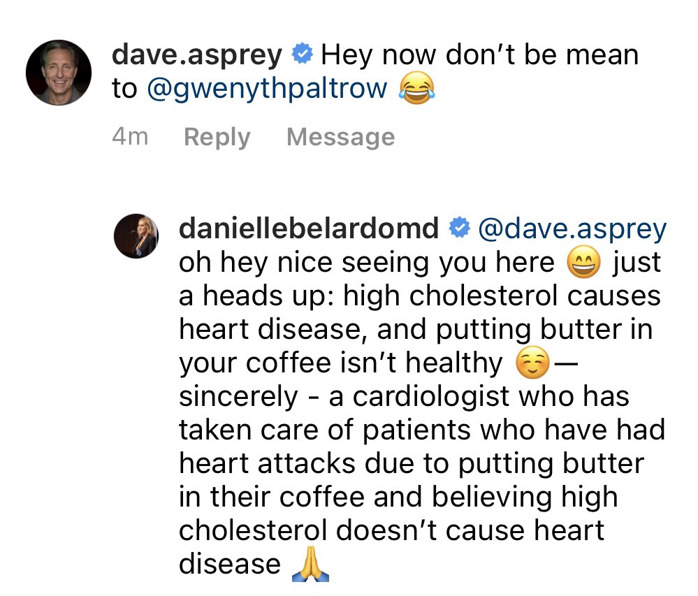 This meme is the gift that keeps on giving. Nice to meet you in my comment section  @bulletproofexec  High cholesterol causes heart disease. Putting butter in your coffee is not a good idea... love: all cardiologists who believe in science