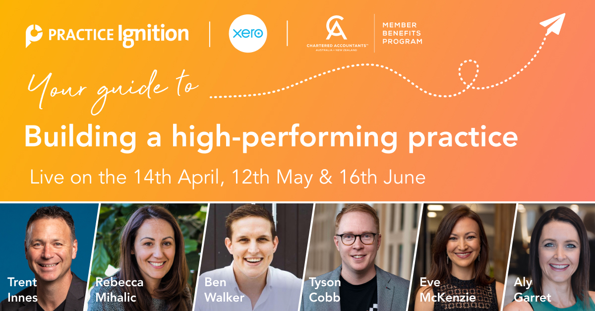 📢 Your guide to building a high-performing practice

We've partnered with <a href="/Chartered_Accts/">Chartered Accountants Australia and New Zealand</a> &amp; <a href="/Xero/">Xero</a> for a digital event series featuring industry experts @trentinnes,<a href="/rebeccamihalic/">Rebecca Mihalic</a>, <a href="/benwalkerca/">Ben Walker</a>, <a href="/GarrettAly/">Aly Garrett FCA</a>, <a href="/TysCobb/">Tyson Cobb</a> + Eve McKenzie

Secure your spot: hubs.la/H0KLNzn0