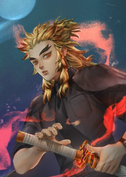 JIllZUKE🍄 ลาบวชさんがTwitterに投稿した煉獄杏寿郎(鬼滅の刃)のイラスト。