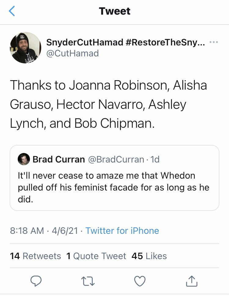 This guy’s accusing me of being part of the reason Joss Whedon has power in Hollywood.If I ask him to delete this tweet, I’ll come off like an asshole. He’ll 100% accuse me of being an asshole.I have no problem with people not liking my movie opinions but this really sucks.