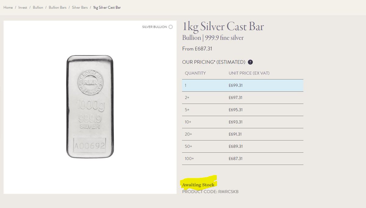 Royal Mint #UnitedKingdom Wiped out of #silver Keep SMASHING #silversqueeze "out of stock" on all silver !! #gold #finance 
royalmint.com/invest/bullion…