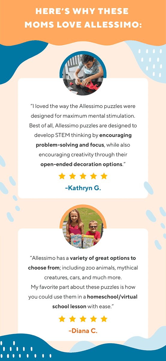 Allessimo puzzles help kids develop not only their creativity but also their problem-solving skills.

While it aids in their development, social skills and bonds are also formed. 👪

It’s your turn to fall in love. 😍

TAKE A CLOSER LOOK: bit.ly/3wwD93H