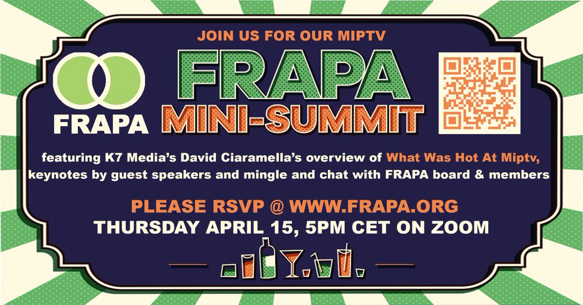 Last chance to register for our virtual MIPTV Mini Summit, sign up now, have your rosé ready and the Croisette on your mind.. April 15 frapa.org/miptv-frapa-mi…
#Frapa #MIPTV #mipformats #formats #televisionindustry