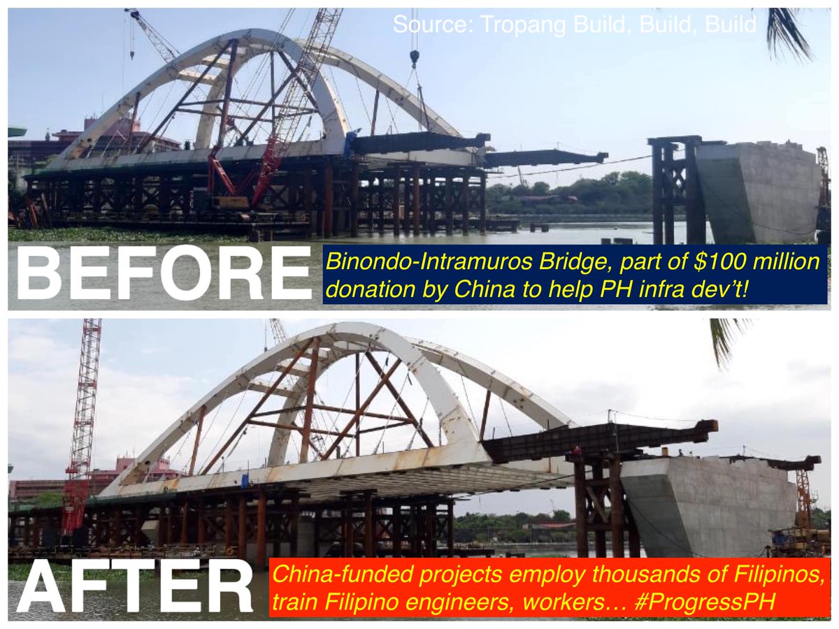 idsicenter's tweet image. Binondo-Intramuros Bridge, part of $100-M donation by China to help PH Infra Dev't. China-funded projects employ, train thousands of PH engineers, workers... Following all health protocols, project continued construction during pandemic = Jobs, Food, #ProgressPH for Filipinos!