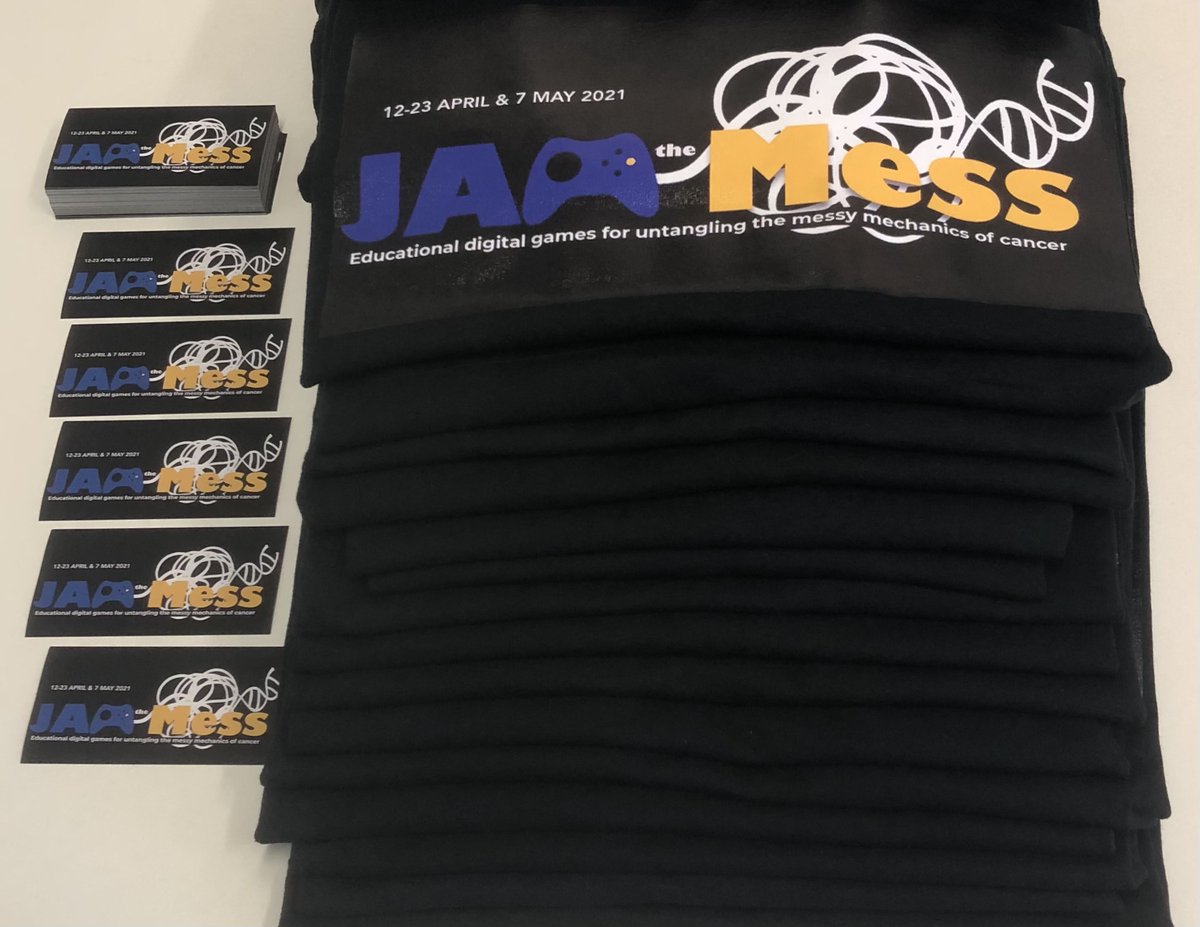 jamthemess's tweet photo. Only 4 days to go until the start of @jamthemess - the online #GameJam where #Cancer-themed #videogames will be created!

ALL participants deserve GROOVY T-Shirts &amp; Stickers like these! (Printed by @PrintStudioCDF). 

There will be also great prizes for the winning team(s). https://t.co/blaIiFdxcK