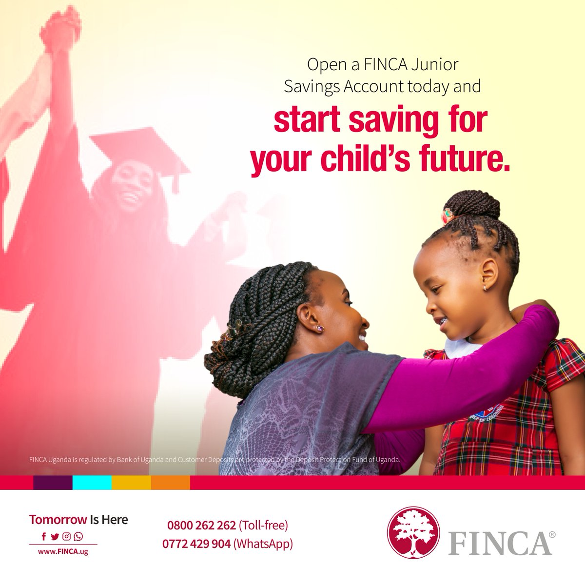 FINCA_Uganda's tweet image. Give your child a chance at happiness. Open a Junior savings account today and save for your child's future.
#junior #mtoto #TomorrowIsHere