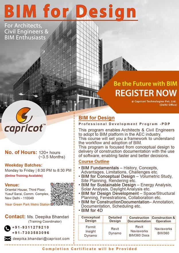 Arkancein's tweet photo. We are starting a new weekday New Batch for "BIM for Design" on 17th May 2021 for #Architects, #CivilEngineers &amp; #BIM Enthusiasts.

Write email to connect@capricot.com

#BIMfordesign #BIM #Revit #MEP #HVAC #bim360 #bim360design #bimproject #architecture #architect https://t.co/MfTn6Z1l5f