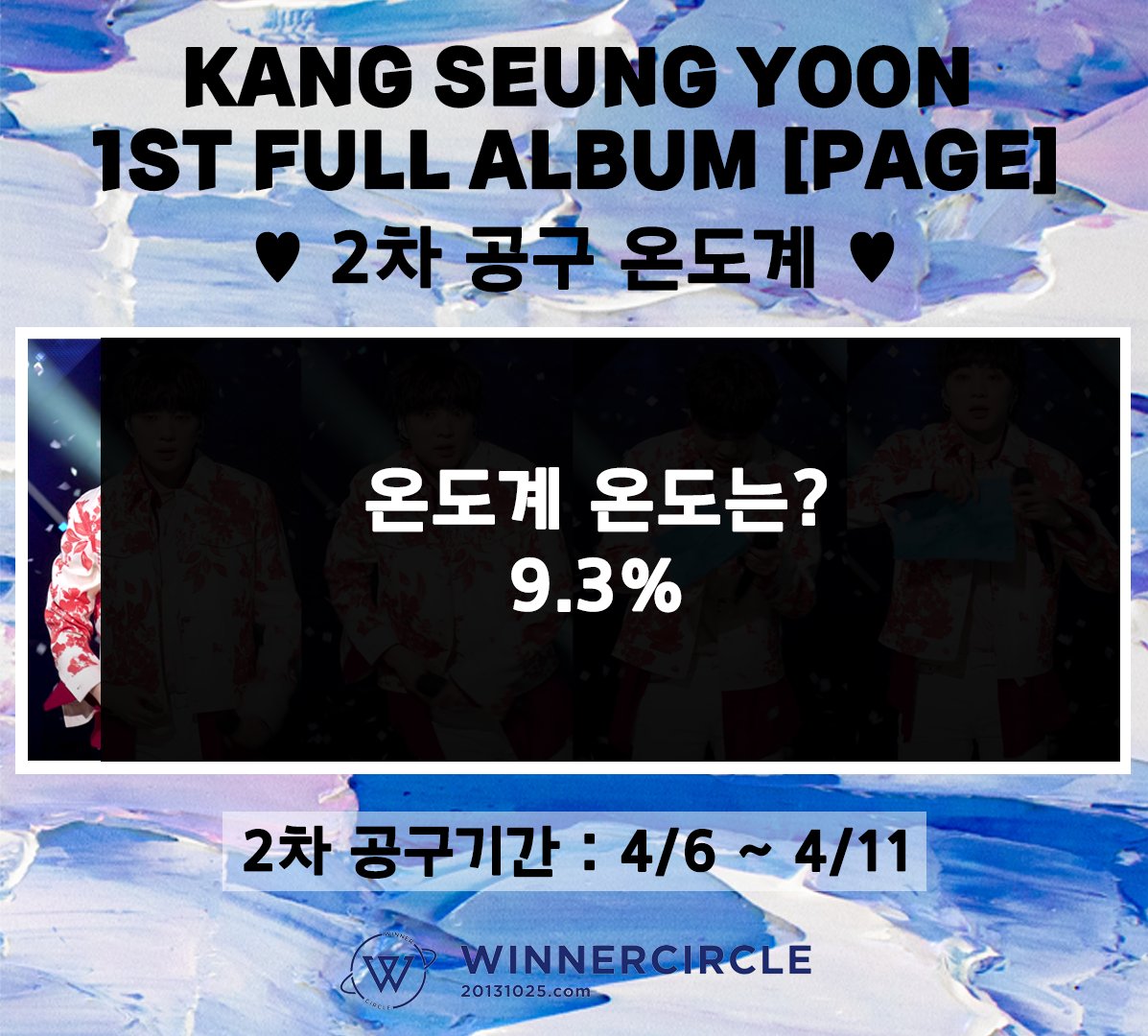 📖강승윤 정규1집 𝐏𝚲𝐆𝐄 공동구매 2차 온도계 업데이트📖

💙9.3%달성!!💙

초동기간 3일차! 10만 달성 코앞에서 놓치면 너무 아깝잖아요 꼭 달성해줍시다

온도계가 다 차면 깜짝 사진을 볼 수 있으니 더 많은 참여 부탁드려요!