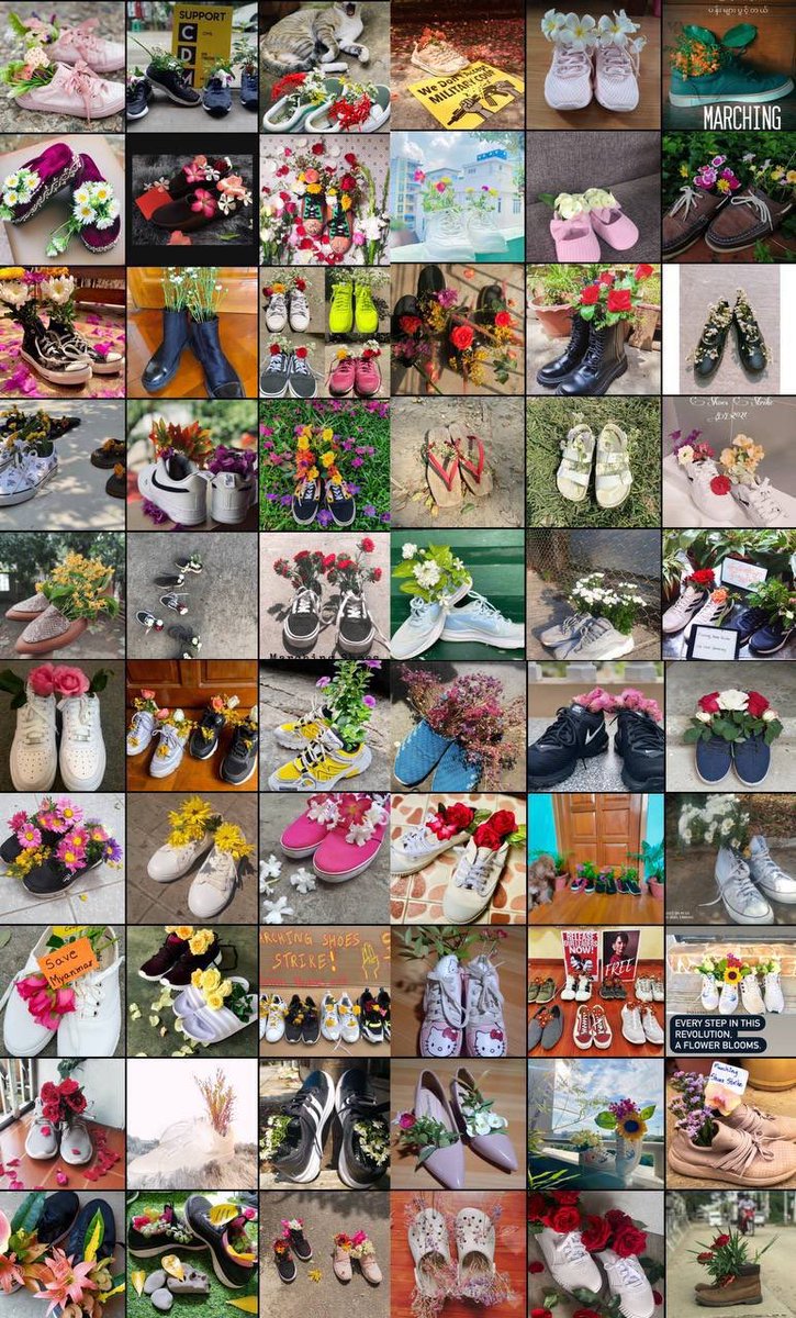 NandaKyawThuSwe's tweet photo. Marching Shoes Strike to honor all the fallen heroes in #Myanmar during this spring revolution against dictatorship. We will continue march on in their place until we get democracy. Rest in power our heroes.
#MarchingShoesStrike
#Apr8Coup
#WhatsHappeningInMyanmar https://t.co/47cdJDNLO0