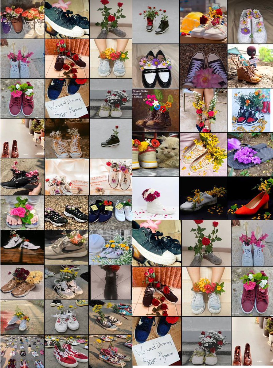 Marching Shoes Strike to honor all the fallen heroes in #Myanmar during this spring revolution against dictatorship. We will continue march on in their place until we get democracy. Rest in power our heroes.
#MarchingShoesStrike
#Apr8Coup
#WhatsHappeningInMyanmar