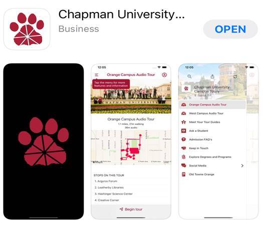 Check out <a href="/ChapmanU/">Chapman University</a>'s new self guided virtual tour app! They have audio guides, FAQs, and local eatery recommendations right at the tap of your finger. #dodgemojo #virtual #tour