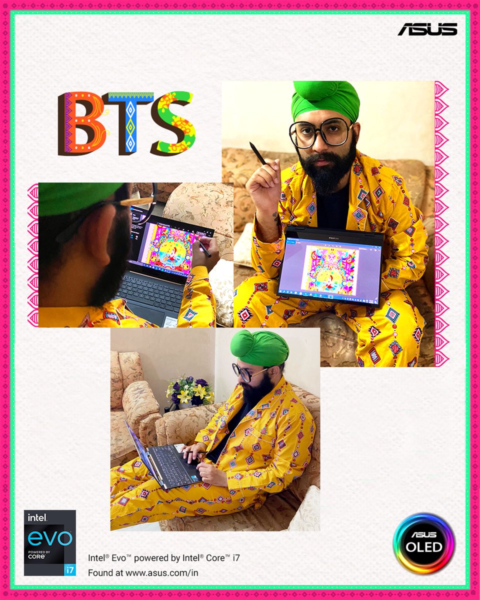 parambanana's tweet photo. My interpretation of #ColoursOfABillion using the OLED &amp; Intel Powered #ASUS Laptop showcases the vivid cultural map of India with its beautiful textile , hand embroideries  and the dances , along with the progressive representation of LGBTQIA community

#ASUSIndia #Intelindia https://t.co/atc85TTWOX